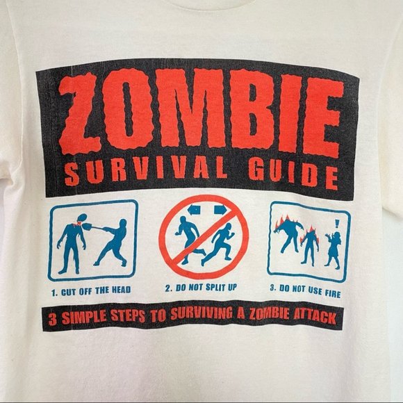 Vintage 90s Tshirt Zombie Survival Guide Crewneck Short Sleeves Mens Small - Picture 4 of 10